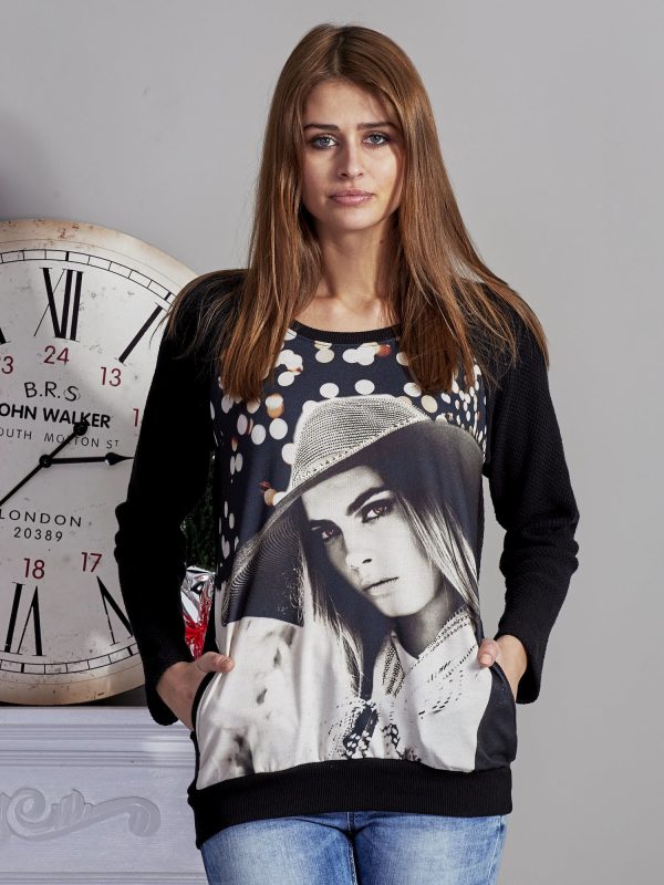 Wholesale Sweatshirt with fotoprint black