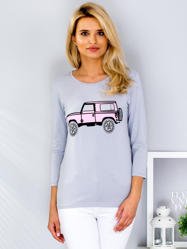 Wholesale Grey blouse with car