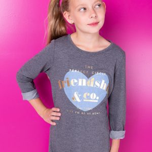 Wholesale Dark Grey Girl's Tunic with Patch