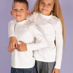 Wholesale Ecru children's blouse with half turtleneck