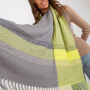 Wholesale Gray-yellow knitted scarf with patterns