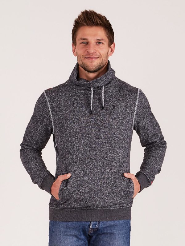 Wholesale OUTHORN Grey men's sweatshirt with stand-up collar