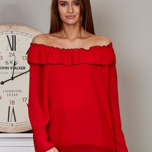 Wholesale Chiffon blouse spanish red