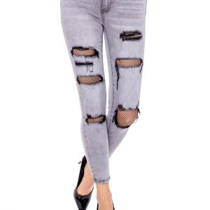 Wholesale Gray denim tubes with mesh inserts