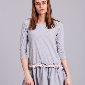 Wholesale Light grey dress with contrasting frill