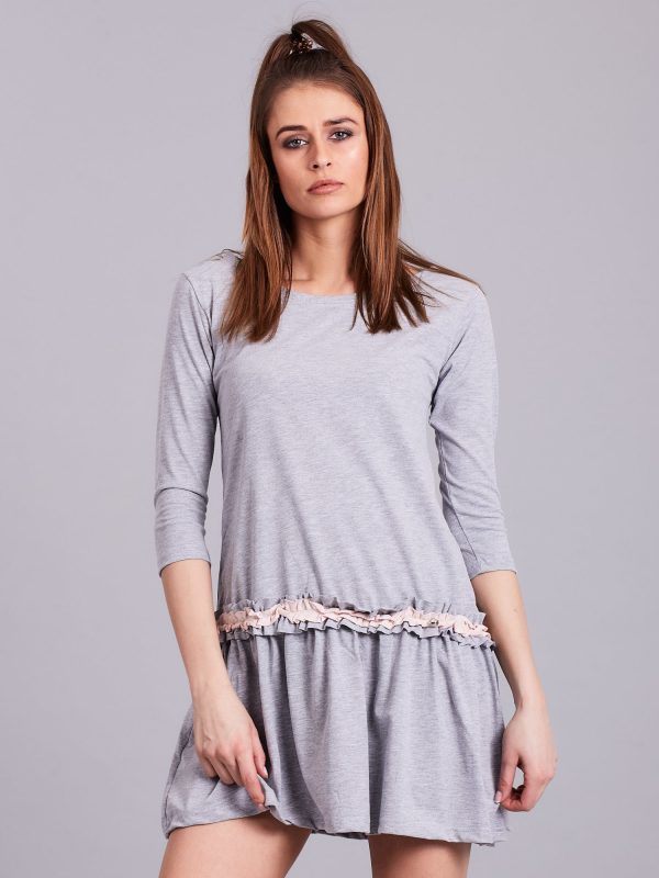 Wholesale Light grey dress with contrasting frill