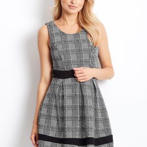 Wholesale White and black dress with a Houndstooth