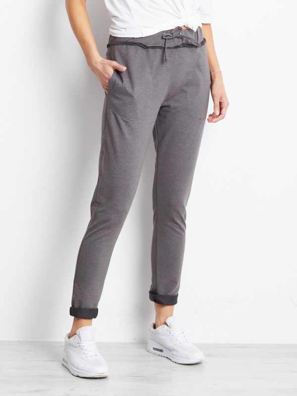 Wholesale Sweatpants dark grey with strict trim