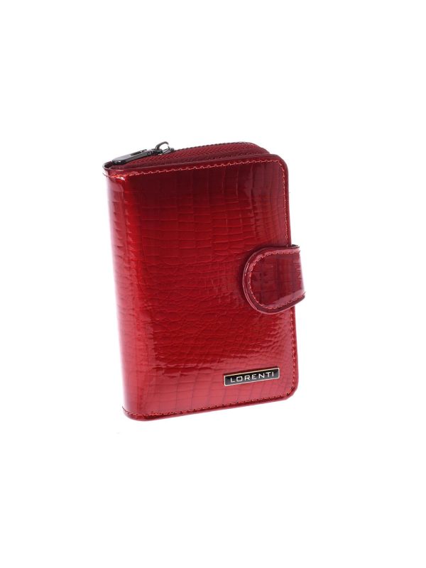 Wholesale Dark red lacquered leather wallet for zipper and string