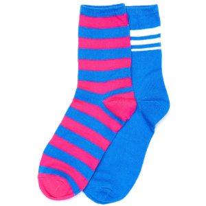 Wholesale Pink and Blue Cotton Striped Socks 2-Pack