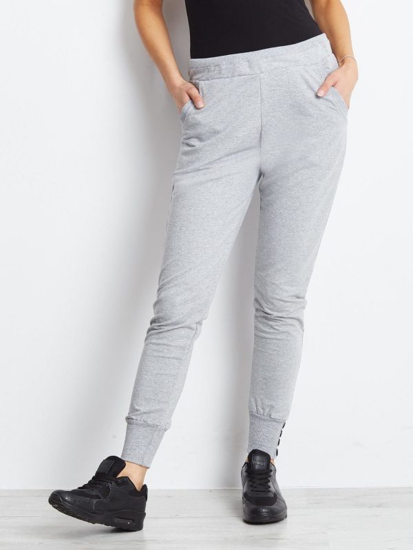 Wholesale Light grey sweatpants with wide welts