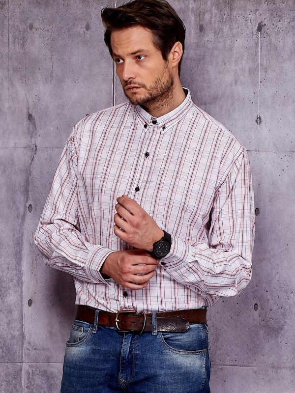 Wholesale White Plus Size Men's Checkered Shirt