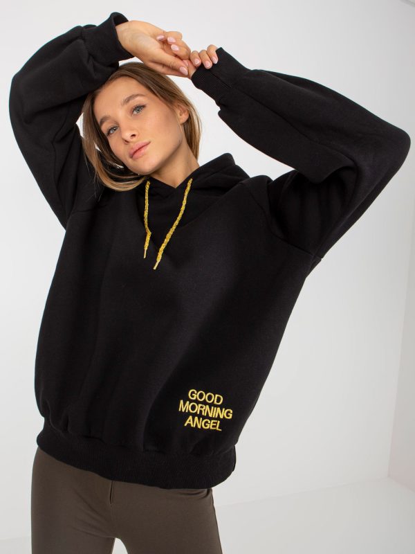 Wholesale Black and gold sweatshirt with hood and Diego lettering