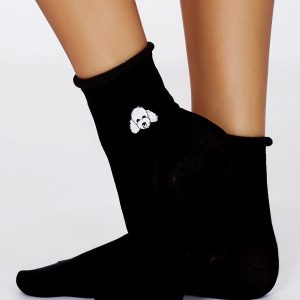 Wholesale FULLOFF Black socks with doggy