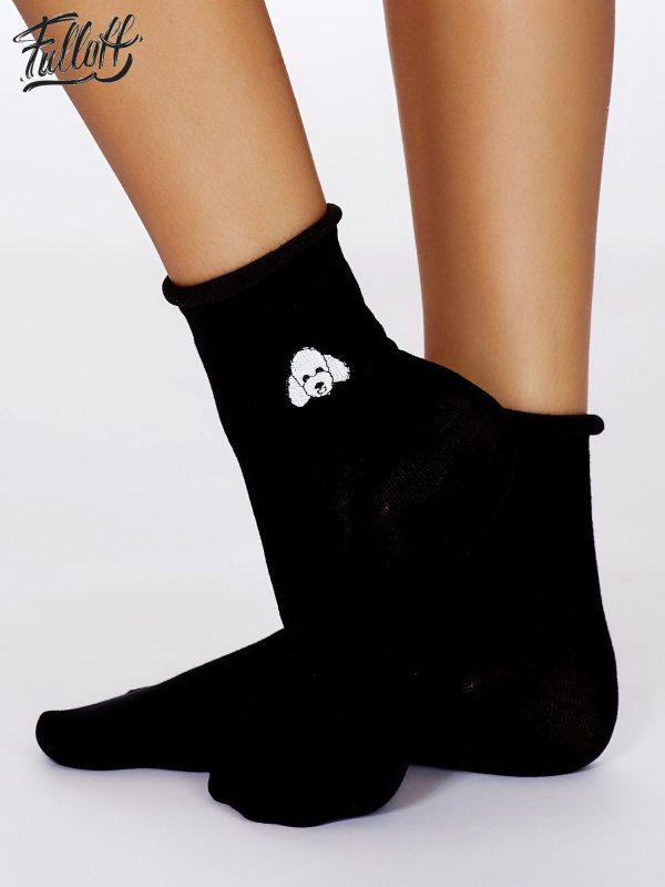 Wholesale FULLOFF Black socks with doggy