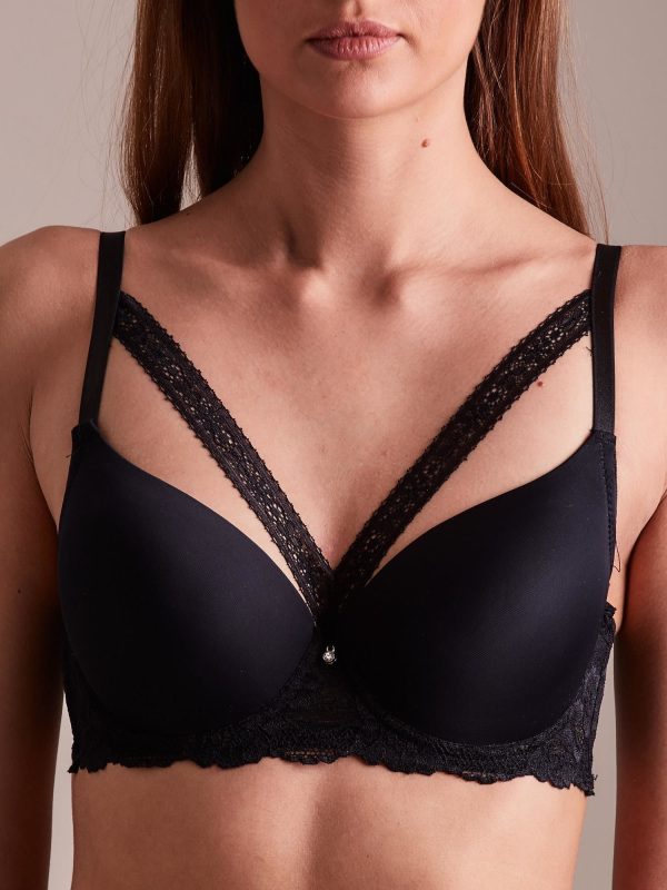 Wholesale Black bra with lace straps