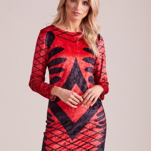 Wholesale Red velvet dress with patterns