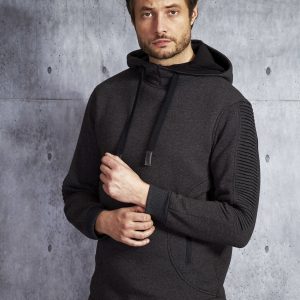 Wholesale Dark grey sweatshirt for men in motorcycle style