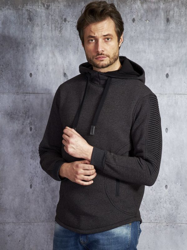 Wholesale Dark grey sweatshirt for men in motorcycle style