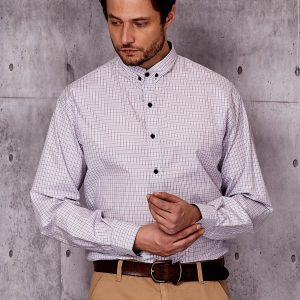 Wholesale Purple Plus Size Men's Fine Checkered Shirt