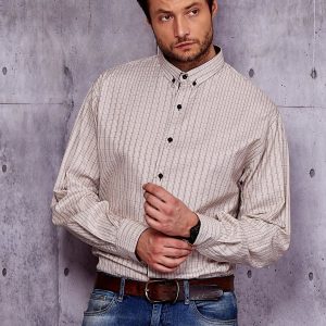 Wholesale Men's Beige Checkered Shirt PLUS SIZE