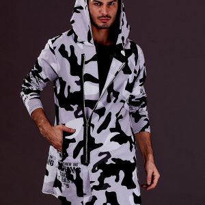 Wholesale Grey camo hooded sweatshirt for men