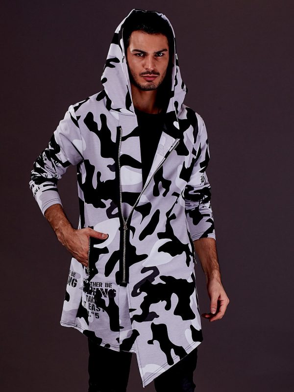 Wholesale Grey camo hooded sweatshirt for men