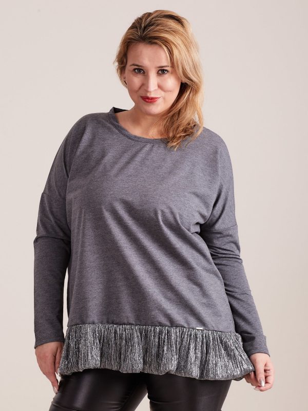 Wholesale Dark grey blouse with frill PLUS SIZE