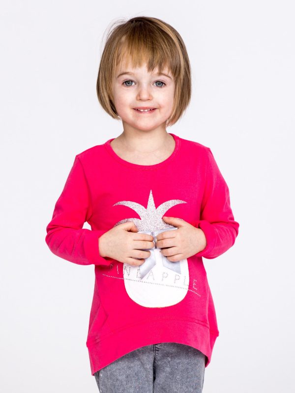 Wholesale Raspberry Cotton Girl Blouse with Pineapple