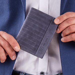 Wholesale Dark Blue Leather Men's Wallet with Embossing