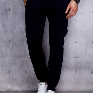 Wholesale Navy blue sweatpants for men with zipper pockets