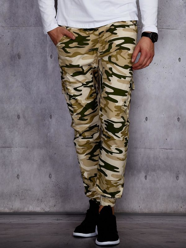 Wholesale Beige men's camouflage joggers