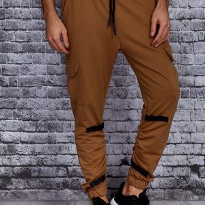 Wholesale Beige men's joggers with pockets