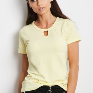 Wholesale Yellow t-shirt with teardrop cut