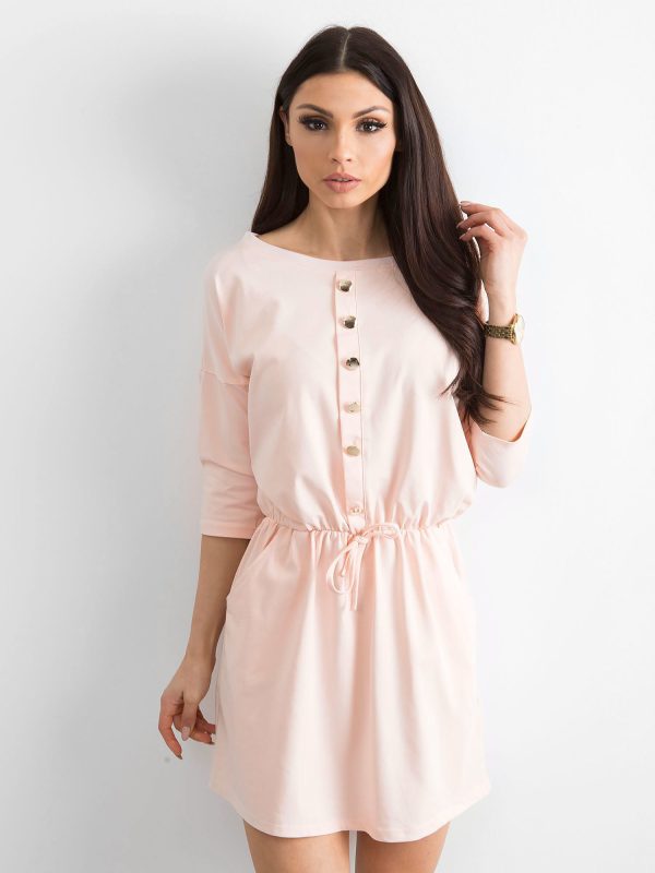 Wholesale Pale pink dress with gold buttons