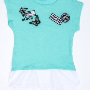 Wholesale Mint t-shirt for girl with stripes