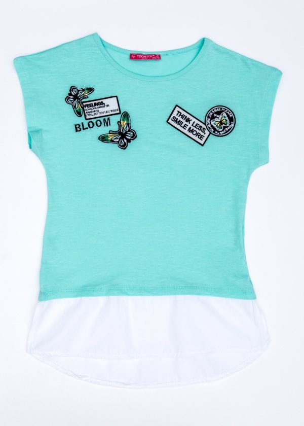 Wholesale Mint t-shirt for girl with stripes