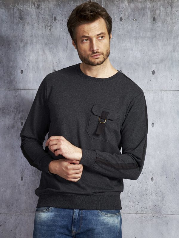 Wholesale Dark grey sweatshirt for men with pocket