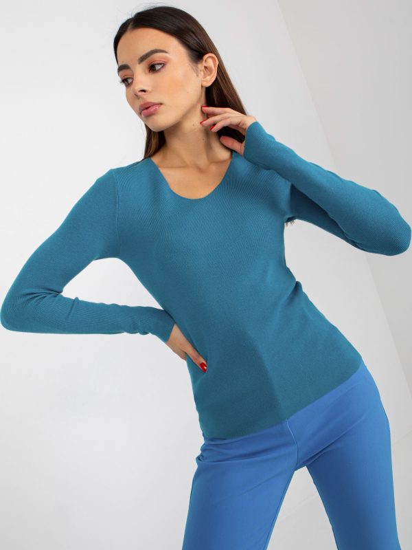 Wholesale Sea Plain Classic V-Neck Sweater