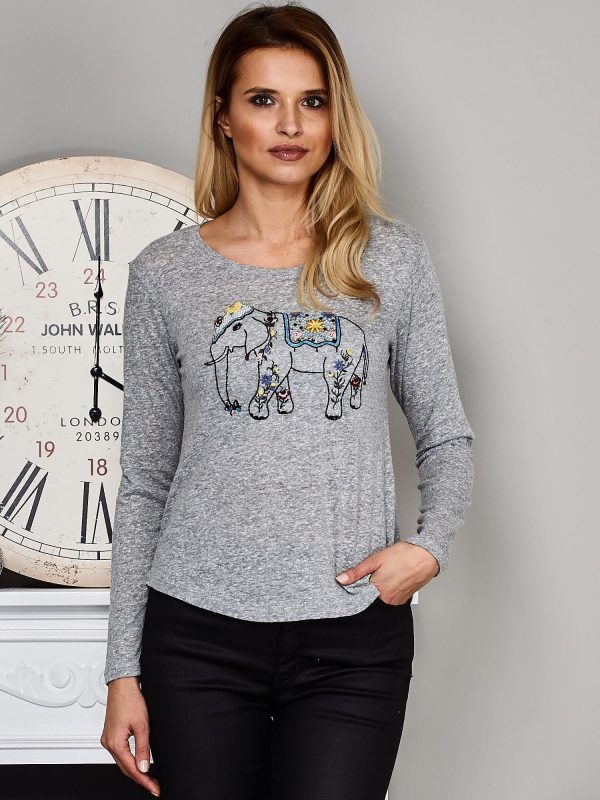 Wholesale Grey blouse for women with elephant