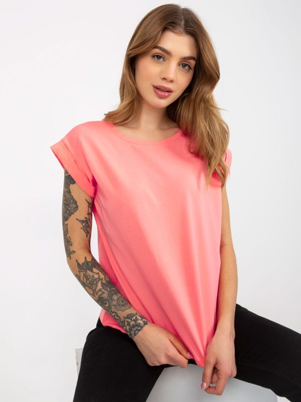 Wholesale Peach basic t-shirt with round neck Revolution