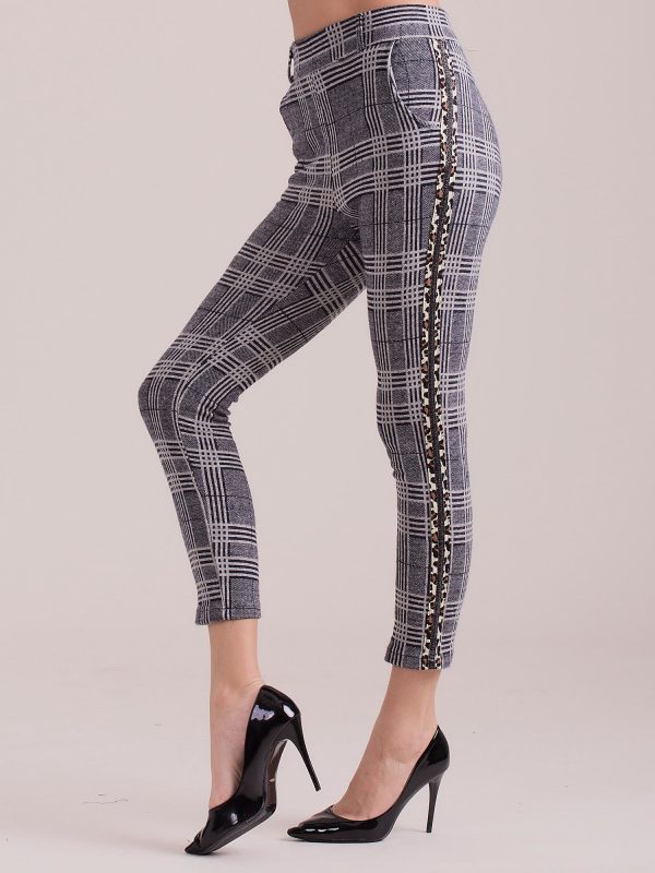 Wholesale Gray plaid trousers with stripes