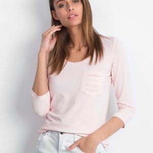 Wholesale Light pink blouse with slits on the pocket