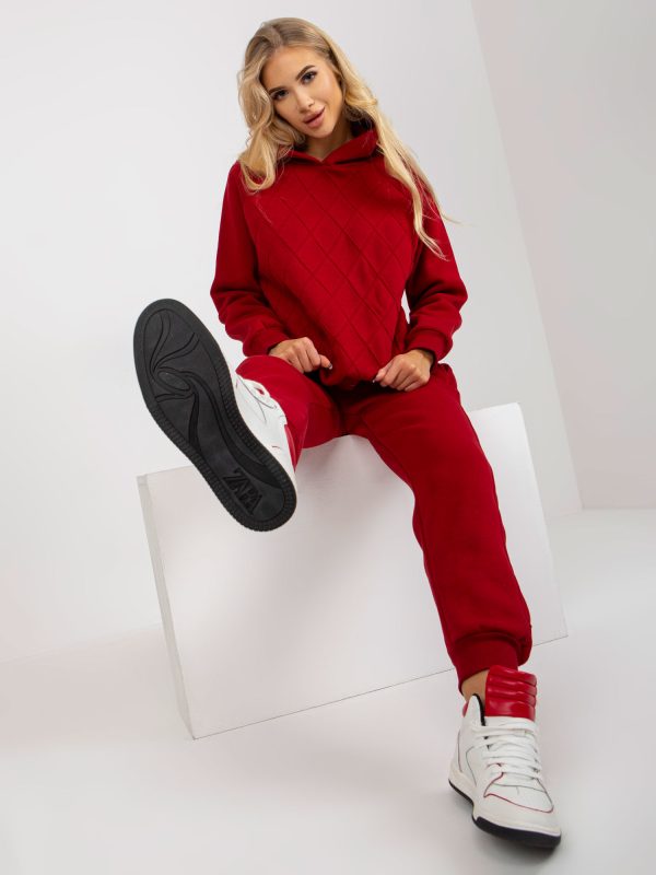 Wholesale Burgundy two-piece sweatsuit set with trousers