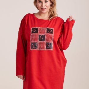 Wholesale Red tunic with PLUS SIZE application