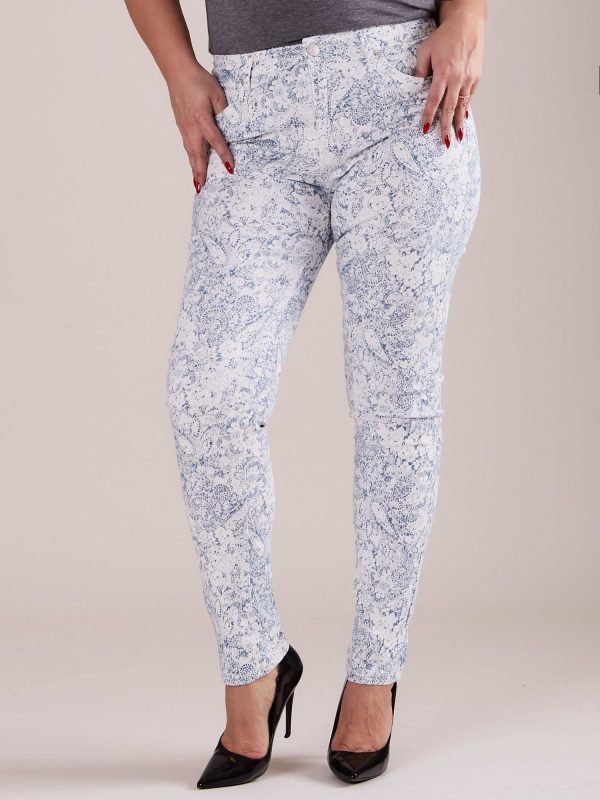 Wholesale Blue Plus Size Patterned Pants