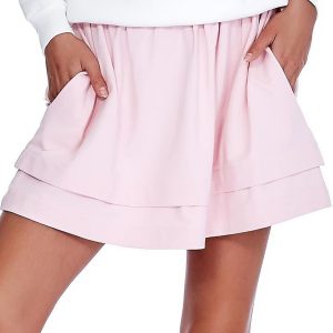 Wholesale Light pink sweatshirt skirt with pockets