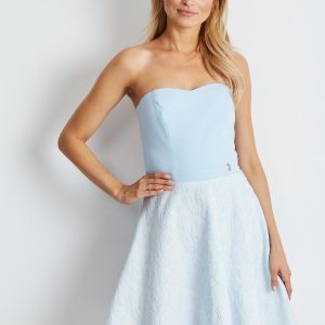 Wholesale Light Blue Flared Strapless Dress