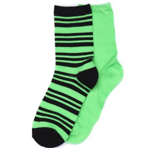 Wholesale Green cotton socks smooth and striped 2-pack