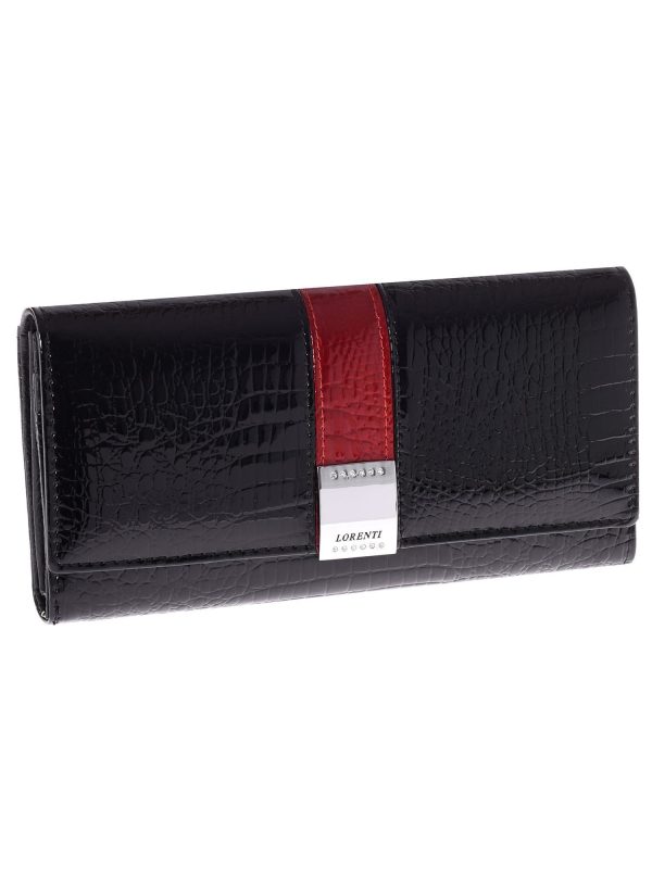 Wholesale Black Leather Wallet with Embossing Crocodile Leather Pattern